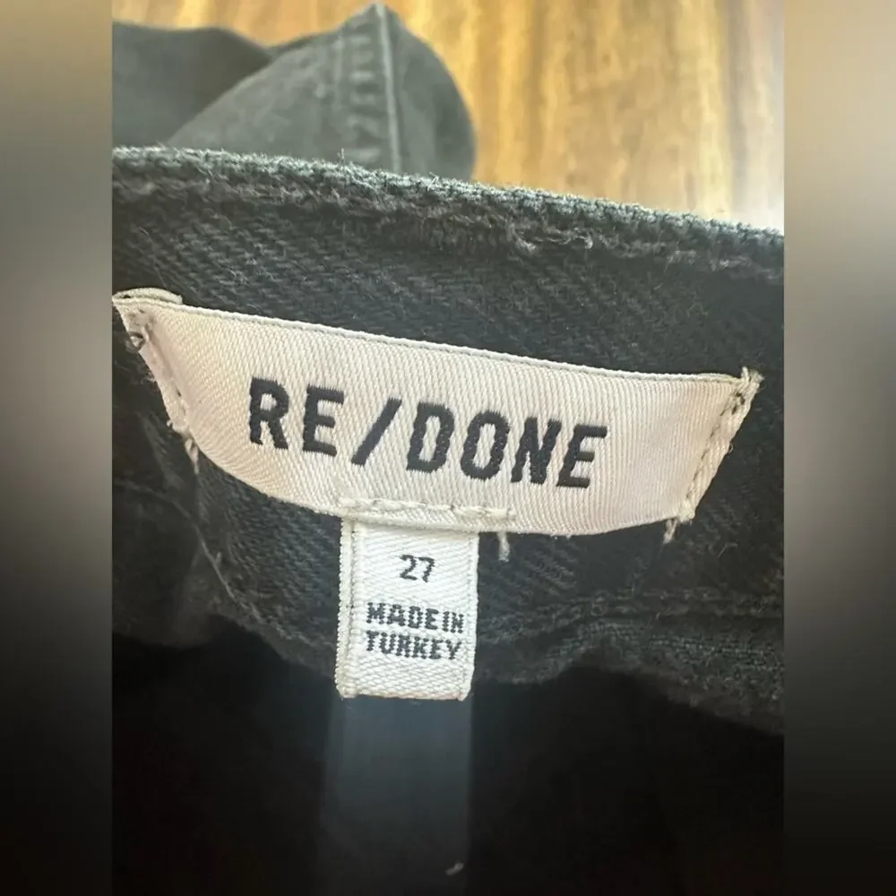 RE/DONE Button Fly Straight Leg Jeans Black Womens Size 27 EUC Capsule Wardrobe‎